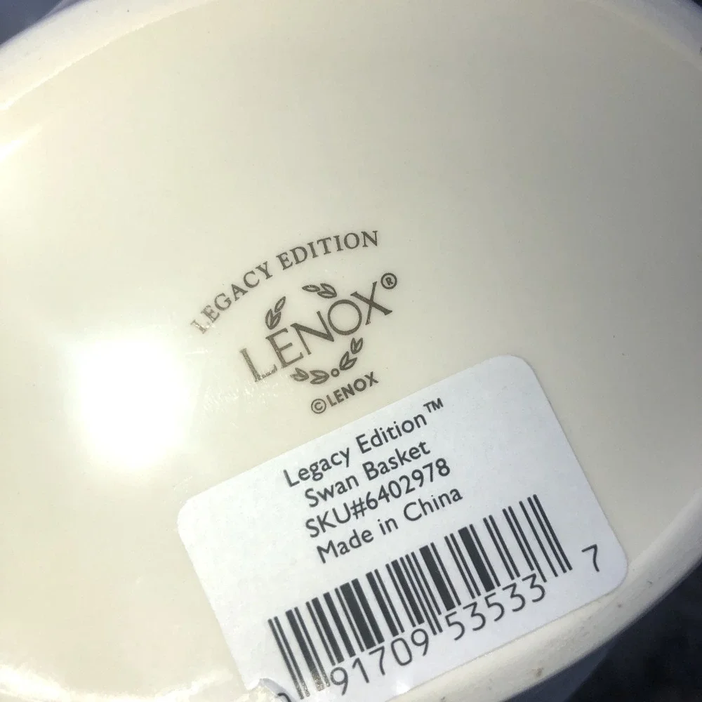 Lenox Porcelain Swan Basket Ivory Dish  6 X 4.5